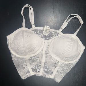 Women’s White Padded Lace Crop Top